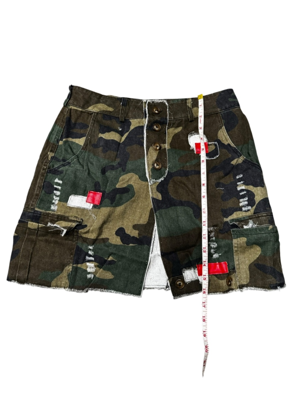 Camo Distressed Mini Skirt with Side Cut-Outs - Picture 6 of 7